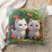 🐱 森の猫たち ビビットグリーン 快適な家 🌿 クッション (ブランケット)