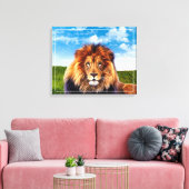 森の王ライオン–15475 キャンバスプリント (インサイチュ (リビング))