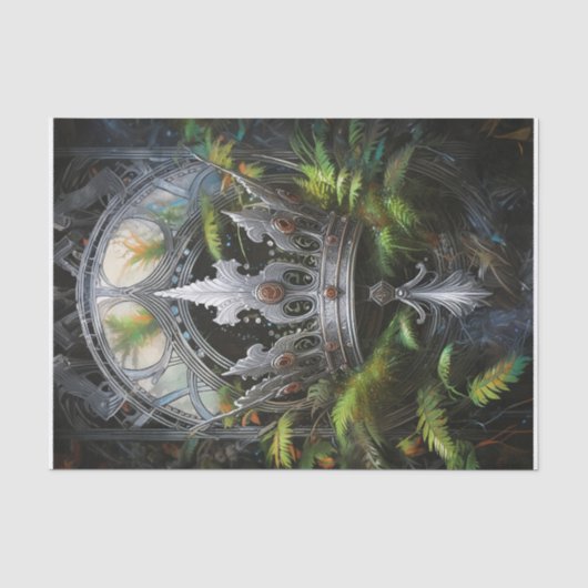 森の王様、シダのシルバー・クラウン 薄葉紙 (正面)