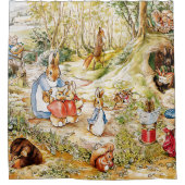 森の生き物たちとウサギのピーター シャワーカーテン (正面)