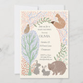 「森の生き物の動物の素朴な赤ん坊シャワー 招待状 (正面)