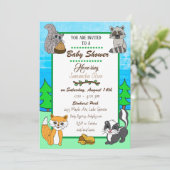 森の生き物 フォレストアニマル 赤ちゃんのお披露目招待状 招待状 (スタンド正面)