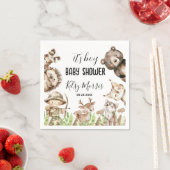 森の男の子お披露目パーティーの招待状 Rustic Woodland Baby Shower Inv スタンダードカクテルナプキン (インサイチュ)