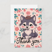 森の神秘的なオオカミ サンキューカード (正面/裏面)