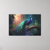 森の神秘的な美しカラフルい青い孔雀 キャンバスプリント (正面)