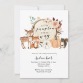 森の秋のカボチャ　オレンジ色のベイビーシャワー 招待状 (正面)