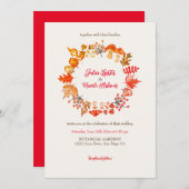 森の秋のキノコと野花のウェディング 招待状 (正面/裏面)