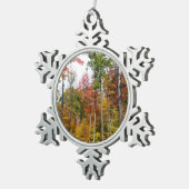 森の秋の写真カラフル秋 スノーフレークピューターオーナメント (右)