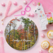 森の秋の写真カラフル秋 ペーパープレート (パーティー)