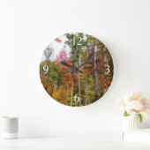 森の秋の写真カラフル秋 ラージ壁時計 (ホーム)