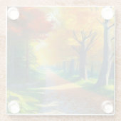 森の秋の木々 –  ガラスコースター (裏面)
