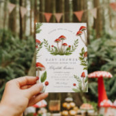 森の秋の水彩タッチのきのこベビーシャワー 招待状