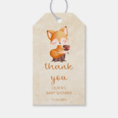 森の秋の赤ちゃんキツネ感謝 ギフトタグ (正面)