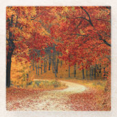 森の秋 ガラスコースター (正面)