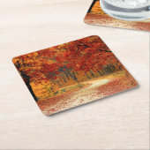 森の秋 スクエアペーパーコースター (アングル)
