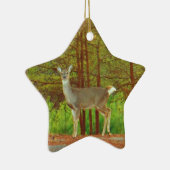 森の端で鹿を狩る セラミックオーナメント (右)