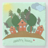 森の端にある村の家。 ストーンコースター (正面)