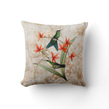 森の精のハチドリのヴィンテージのグランジな装飾用クッション