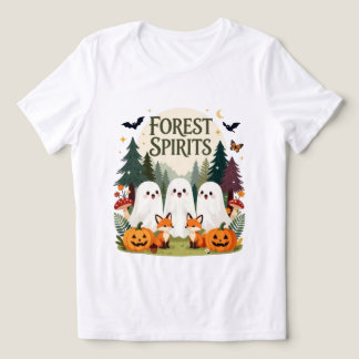 森の精霊 かわいいお化けとキツネのハロウィン トライブレンドTシャツ