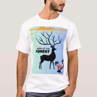 森の精霊 - 神秘的なシカのシルエット 自然 Tシャツ