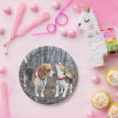 森の紙皿の遠ぼえのビーグル犬及び友人 ペーパープレート (パーティー)