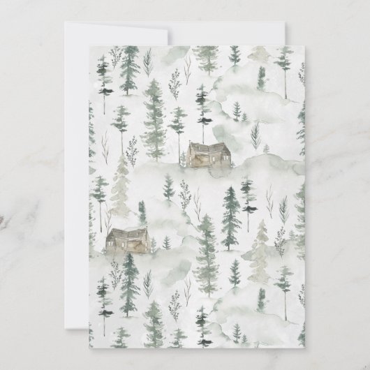 森の素朴ウッドランドベア赤ちゃんシャワー招待状 (裏面)