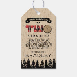 森の素朴格子型ランバージャックボーイズ2回目の誕生日 ギフトタグ
