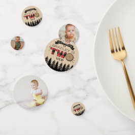 森の素朴格子型ランバージャックボーイズ2回目の誕生日 コンフェッティ