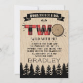 森の素朴格子型ランバージャックボーイズ2回目の誕生日 サンキューカード (正面)