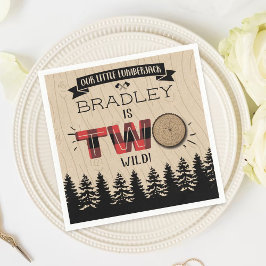 森の素朴格子型ランバージャックボーイズ2回目の誕生日 スタンダードカクテルナプキン