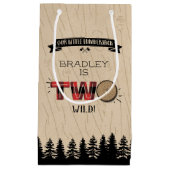 森の素朴格子型ランバージャックボーイズ2回目の誕生日 スモールペーパーバッグ (正面)