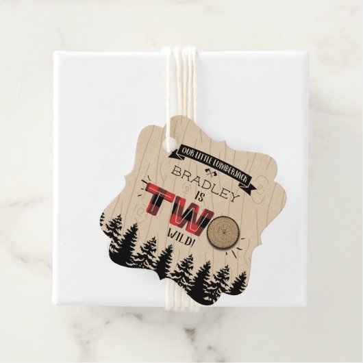 森の素朴格子型ランバージャックボーイズ2回目の誕生日 フェイバータグ (インサイチュ)