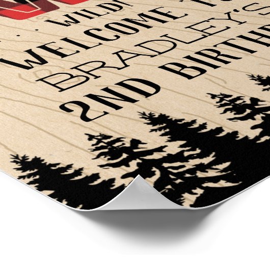 森の素朴格子型ランバージャックボーイズ2回目の誕生日 ポスター (角)