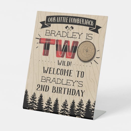 森の素朴格子型ランバージャックボーイズ2回目の誕生日 台座サイン (正面)