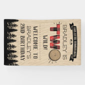 森の素朴格子型ランバージャックボーイズ2回目の誕生日 横断幕 (横)