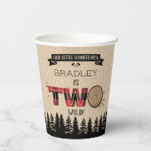 森の素朴格子型ランバージャックボーイズ2回目の誕生日 紙コップ (裏面)