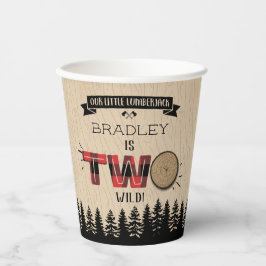 森の素朴格子型ランバージャックボーイズ2回目の誕生日 紙コップ