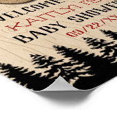 森の素朴格子縞の男の子の赤ちゃんシャワー ポスター (角)