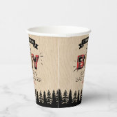 森の素朴格子縞の男の子の赤ちゃんシャワー 紙コップ (右)