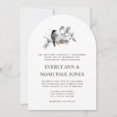 森の素朴森の木の毛の愛の鳥結婚の 招待状 (正面)