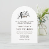 森の素朴森の木の毛の愛の鳥結婚の 招待状 (スタンド正面)