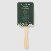 森の素朴緑の結婚式プログラムのファンのセット ハンドファン (正面)