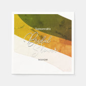 森の素朴緑の金ゴールドクリーム水平ストリーム スタンダードカクテルナプキン (正面)