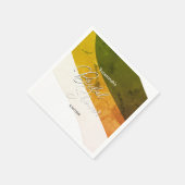 森の素朴緑の金ゴールドクリーム水平ストリーム スタンダードカクテルナプキン (角)