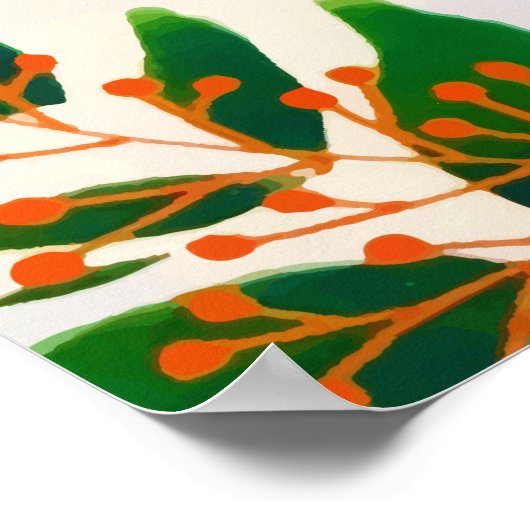 森の素朴葉の秋の冬の果実 ポスター (角)