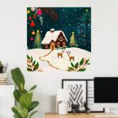 森の素朴葉の秋の冬の果実 ポスター (ホームオフィス)