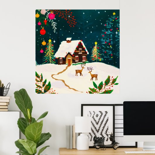 森の素朴葉の秋の冬の果実 ポスター (ホームオフィス)