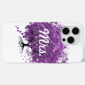 森の紫のハートの葉の木の結婚式 Case-Mate iPhoneケース (裏面 (横))