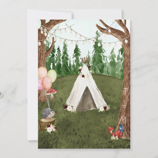 森の結婚式招待状で – ペットのパグで 招待状 (裏面)