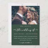 森の結婚緑の書道と写真 招待状 (正面)